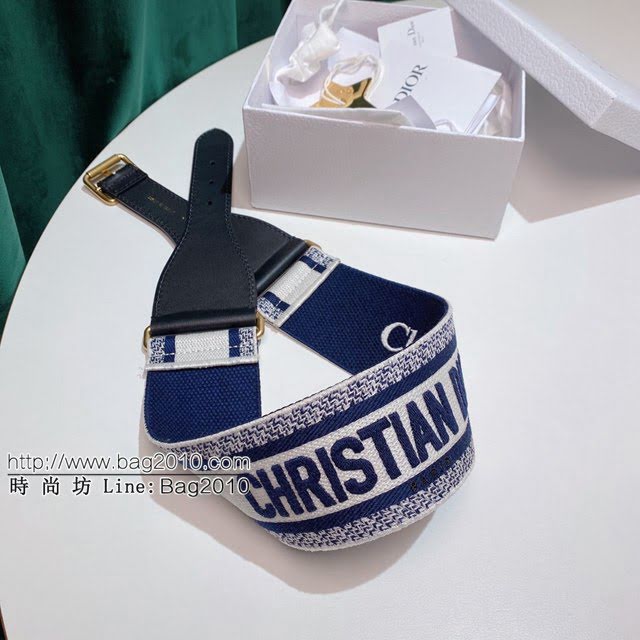 Dior女士腰帶 迪奧Christian Dior刺繡帆布皮帶  jjp1971